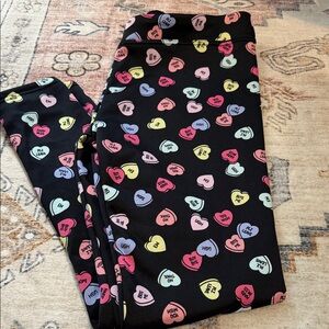 Heart Print Black Leggings